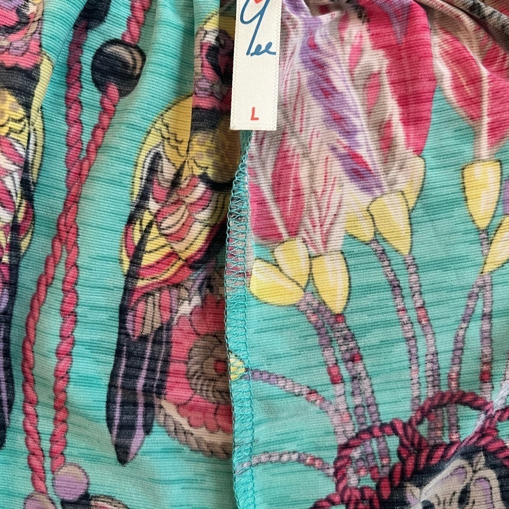 👗 Summer Tropical Boho Feather Tie-Front Dress - Size Large - Picture 7 of 7